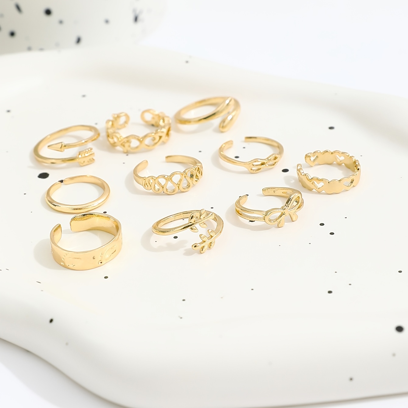 10pc Summer Alloy Stackable Toe Ring Set